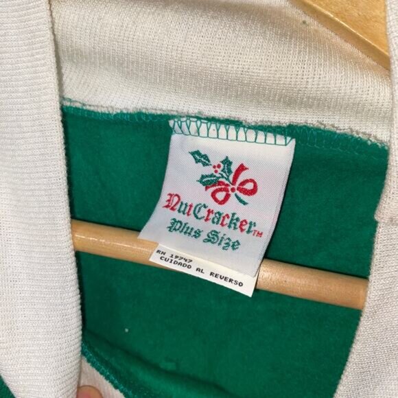 Nutcracker Christmas Holiday Vintage Green Cardinals Lace Sweatshirt Size 2X - Picture 6 of 8